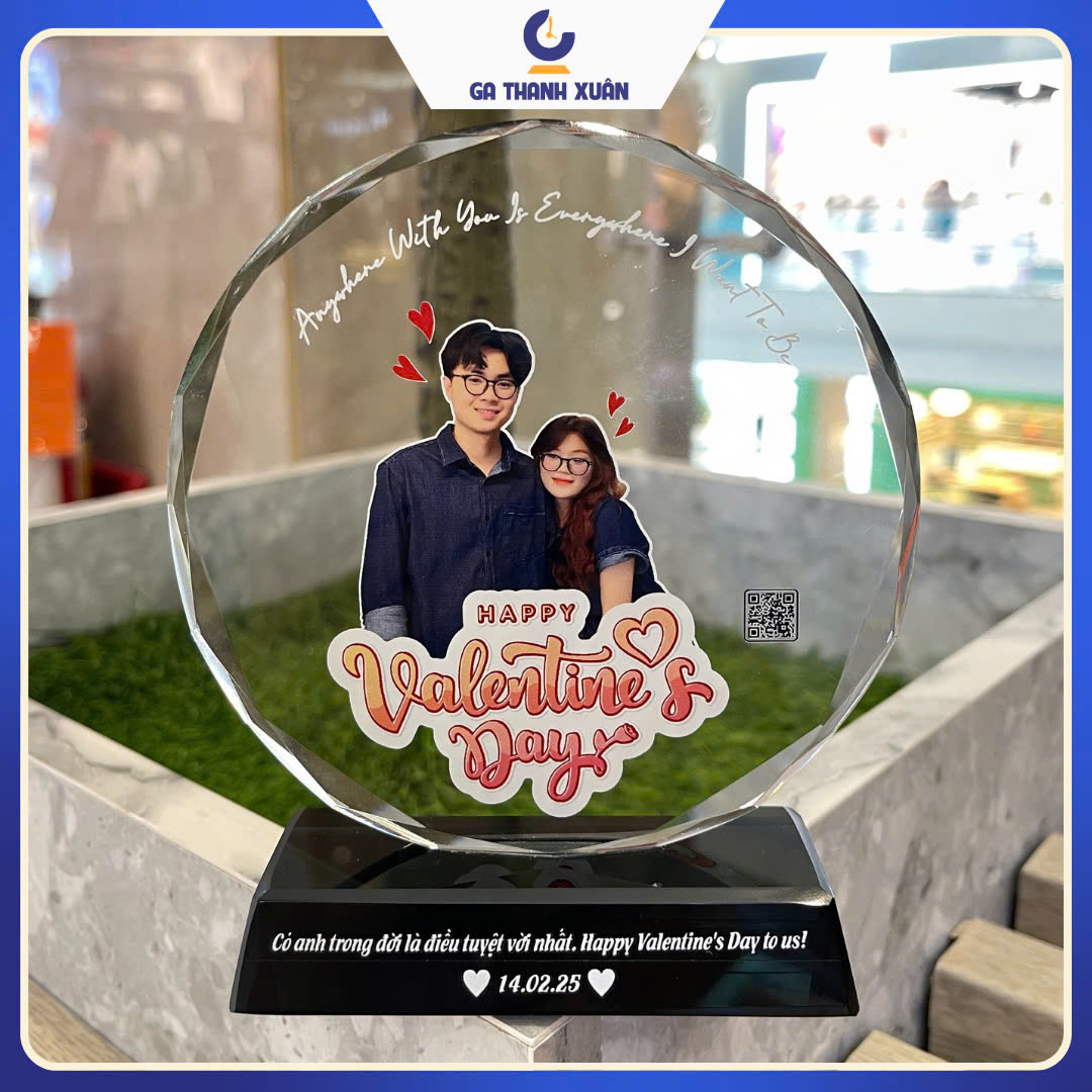 Cúp pha lê in hình - Valentine trắng